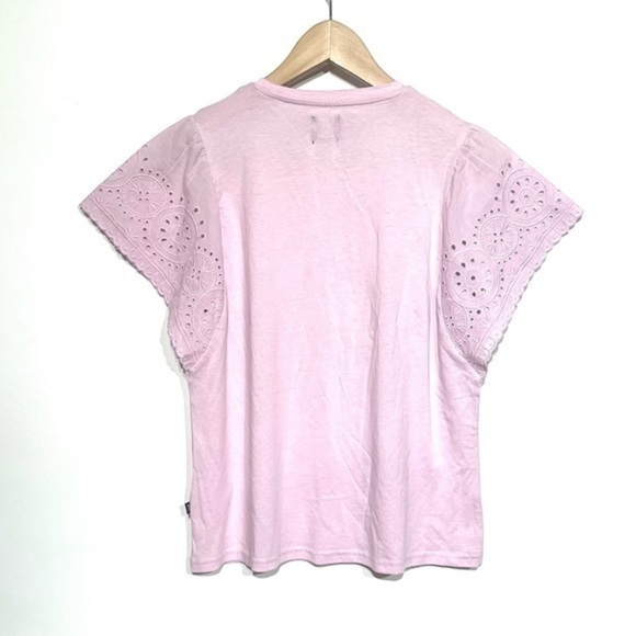 GAP Flutter Sleeve Eyelet Top Tee T-shirt small Lavender Blouse Purple NWT - Picture 3 of 10